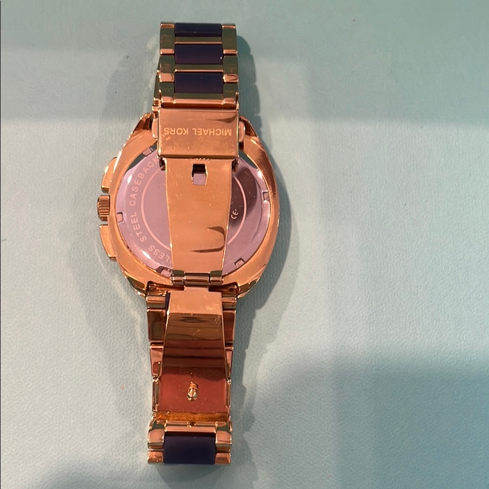 Michael Kors Gold and Blue Women's Watch - Picture 2 of 2